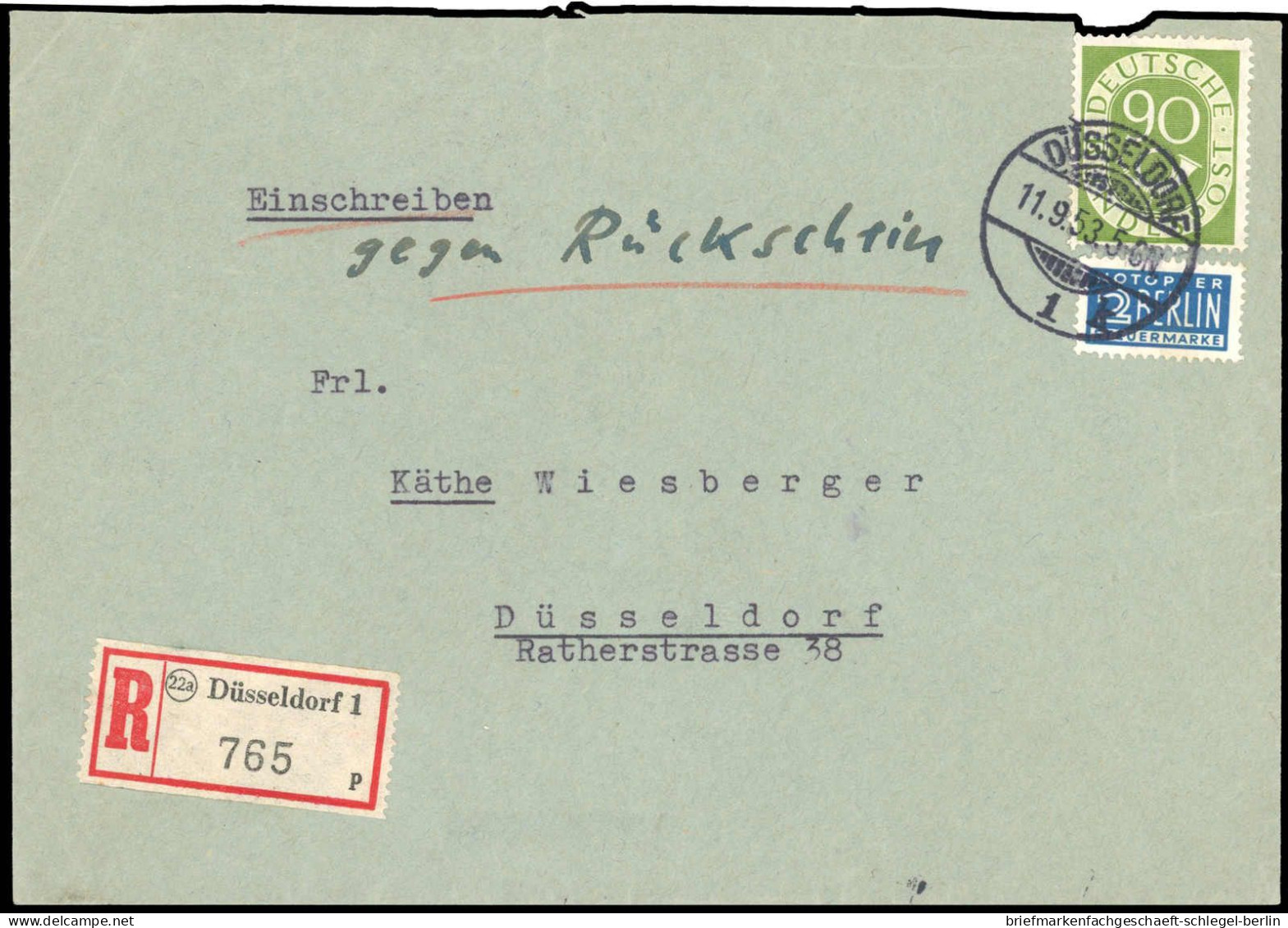 Bundesrepublik Deutschland, 1953, 138 EF, Brief - Sonstige & Ohne Zuordnung