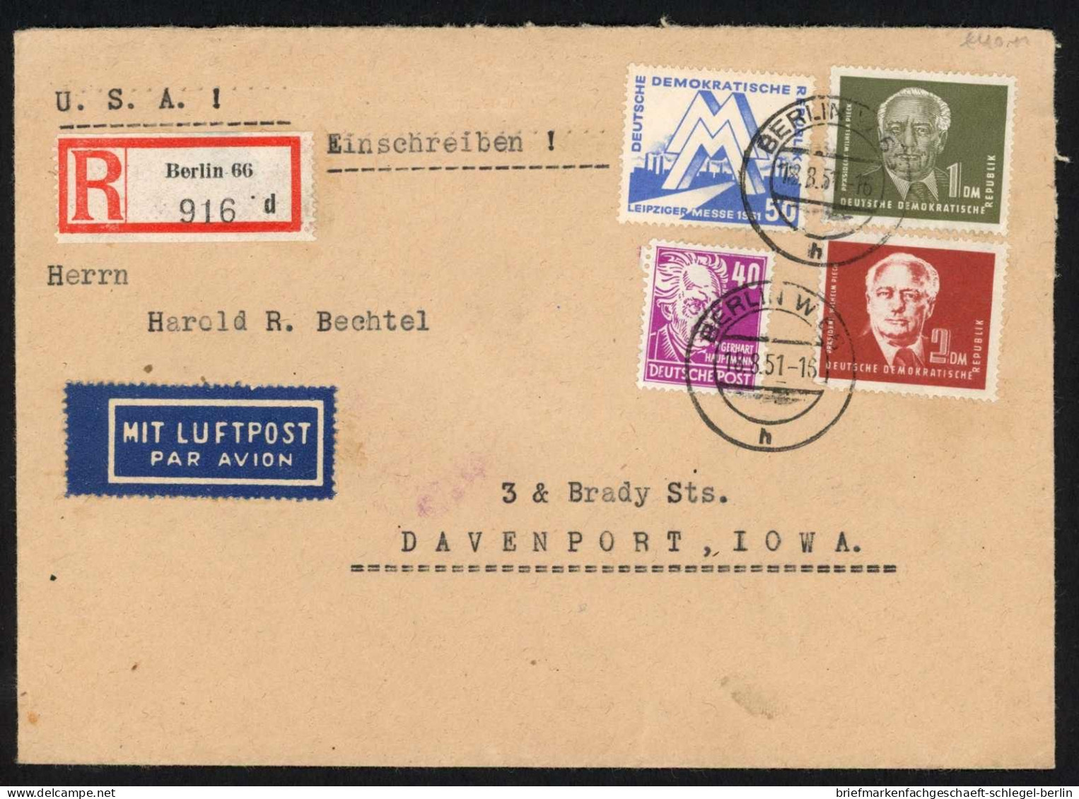 DDR, 1951, 254, 255, 283 + 22, Brief - Autres & Non Classés
