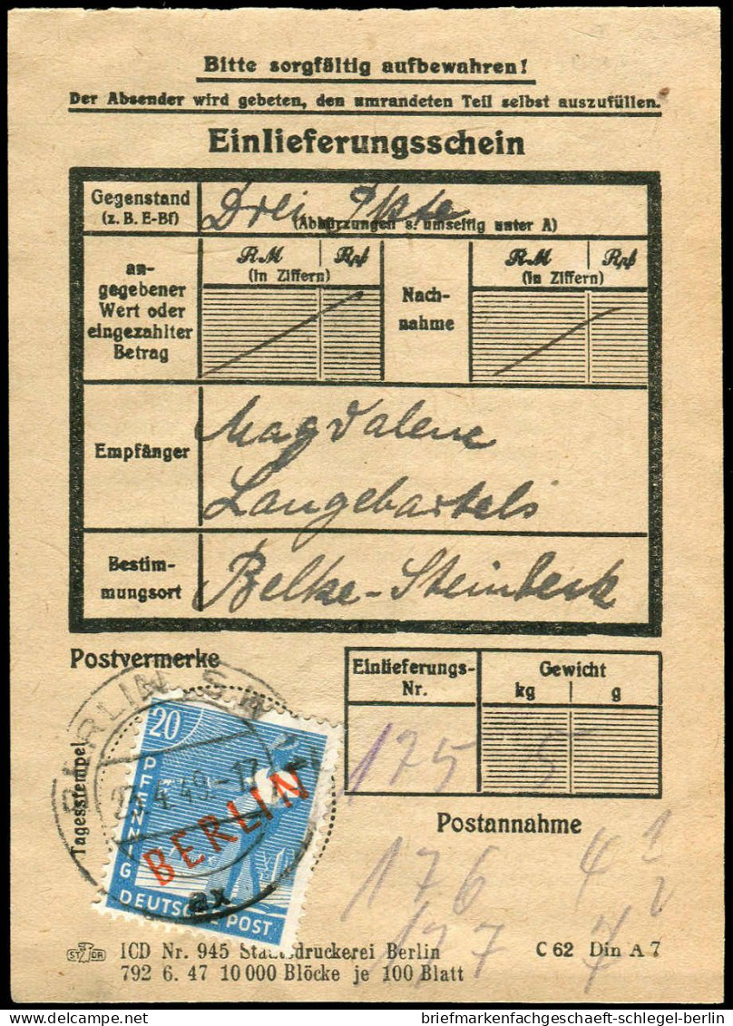 Berlin, 1949, 26 EF, Brief - Otros & Sin Clasificación