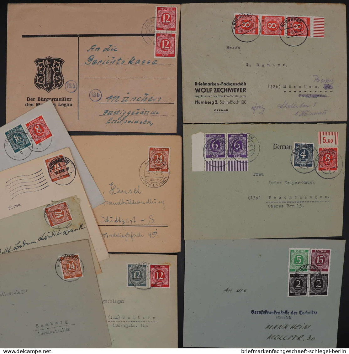 Amerik.+Brit. Zone (Bizone), 1946, 919 + 920, 917(3), 925 EF, Brief - Storia Postale