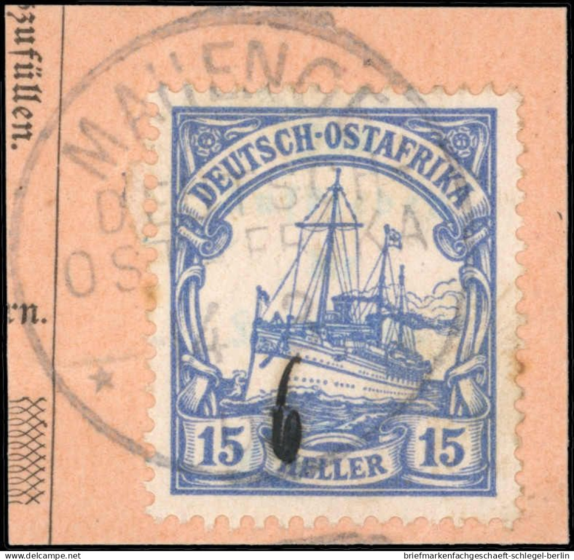 Deutsche Kolonien Ostafrika, 25, Briefstück - Africa Orientale Tedesca