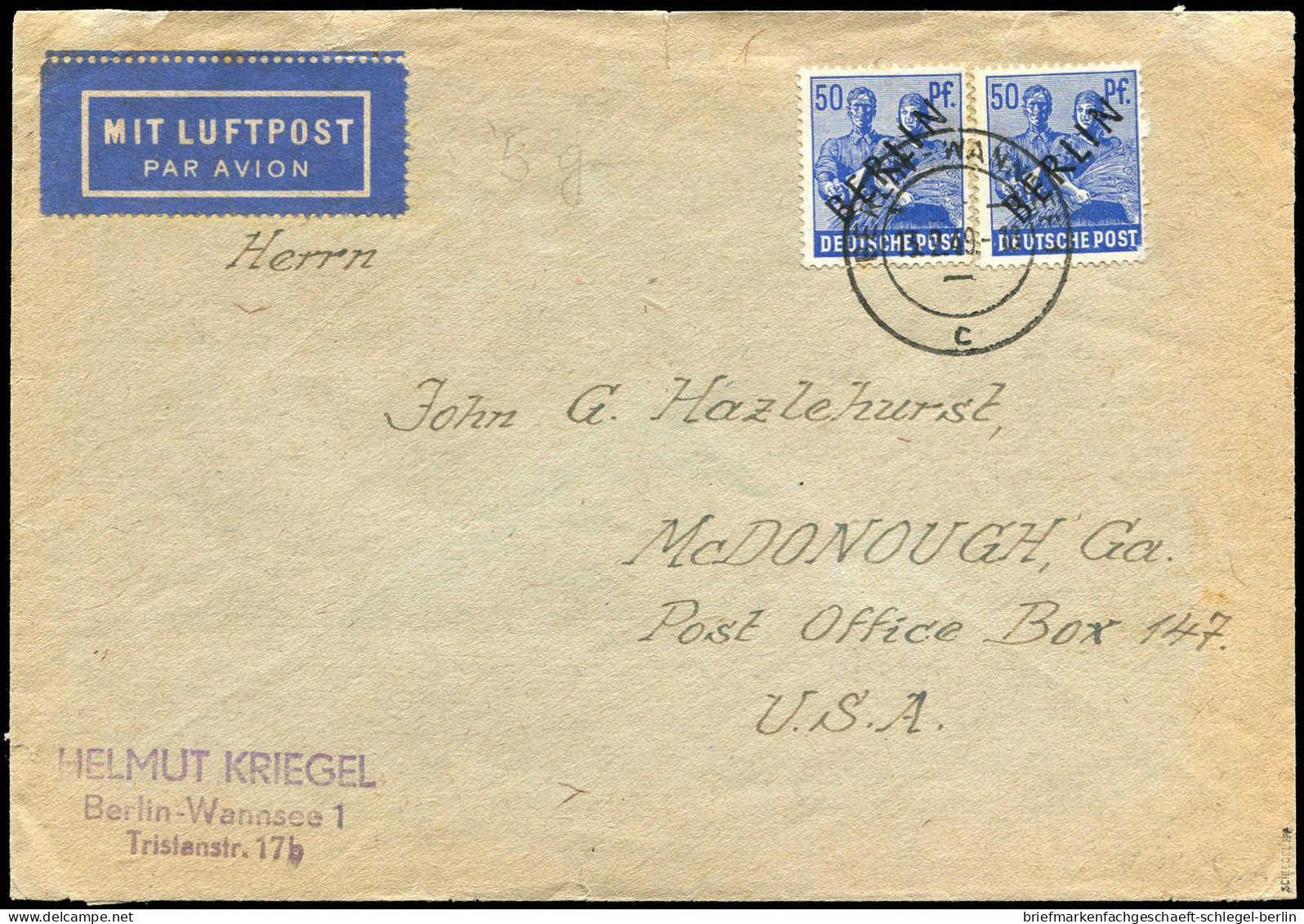 Berlin, 1949, 13 (2), Brief - Other & Unclassified