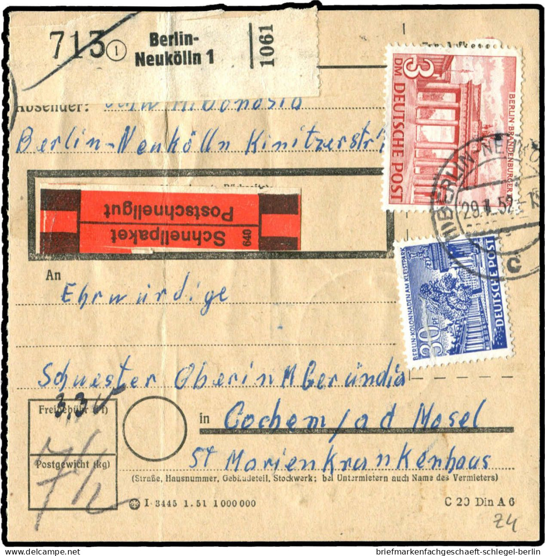 Berlin, 1952, 59 + 51, Brief - Altri & Non Classificati