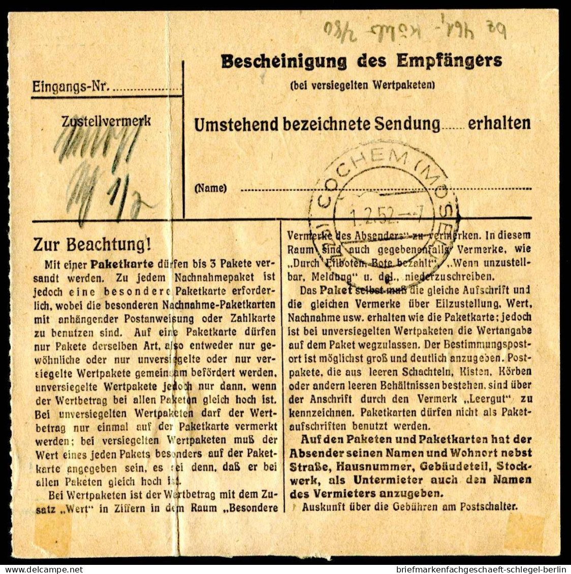 Berlin, 1952, 59 + 51, Brief - Other & Unclassified