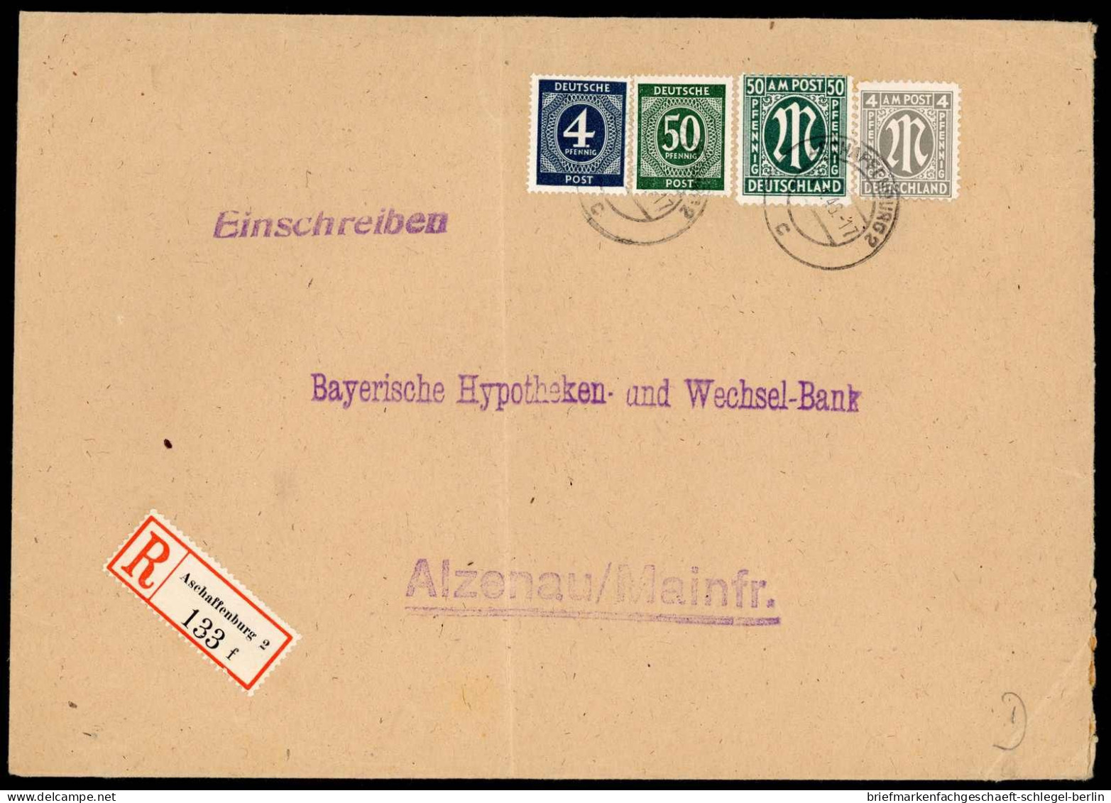 Amerik.+Brit. Zone (Bizone), 1946, 6, 8(2) + 919(4) U.a., Brief - Storia Postale