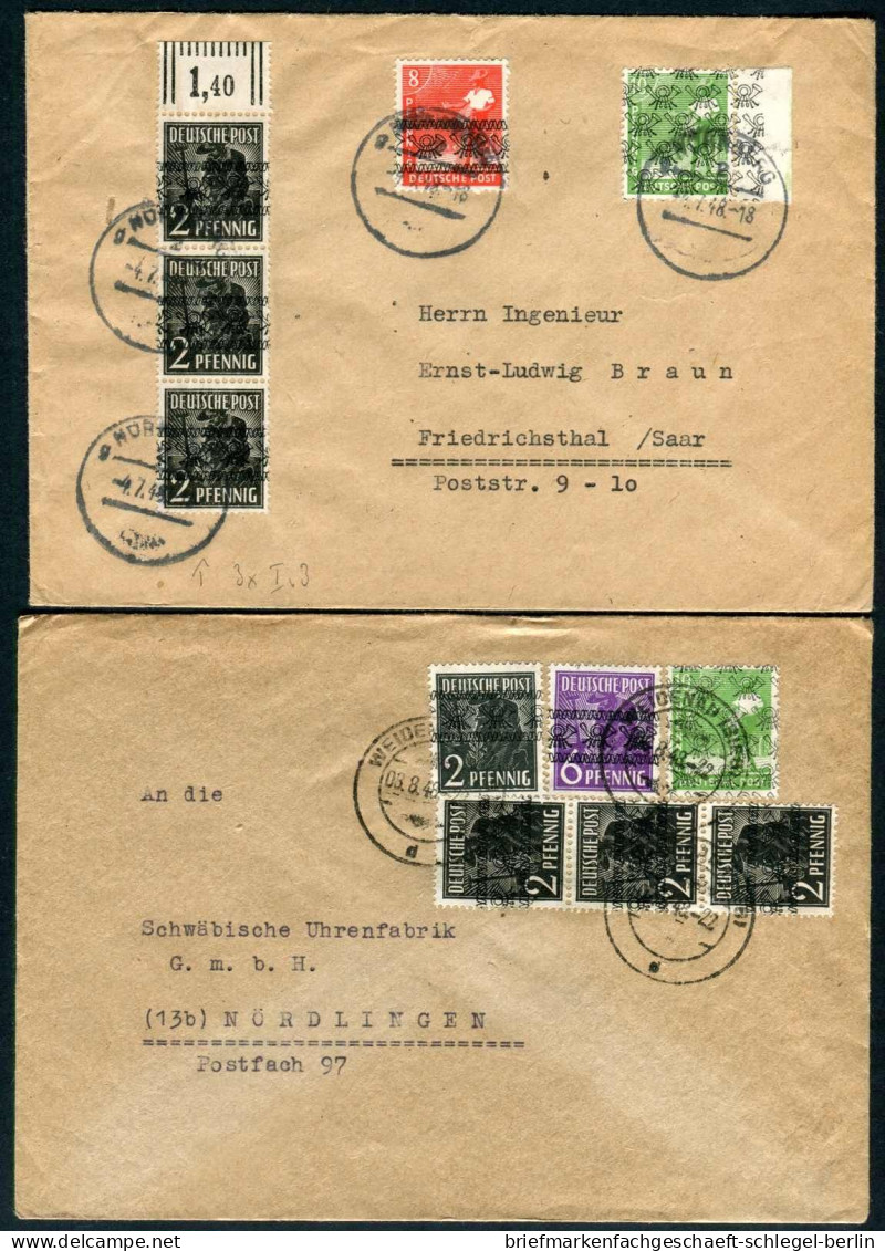 Amerik.+Brit. Zone (Bizone), 1948, 36 I (2) + 39 II (2) U.a., Brief - Storia Postale