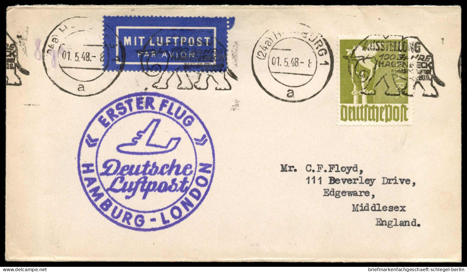 Amerik.+Brit. Zone (Bizone), 1948, 959 EF, Brief - Storia Postale