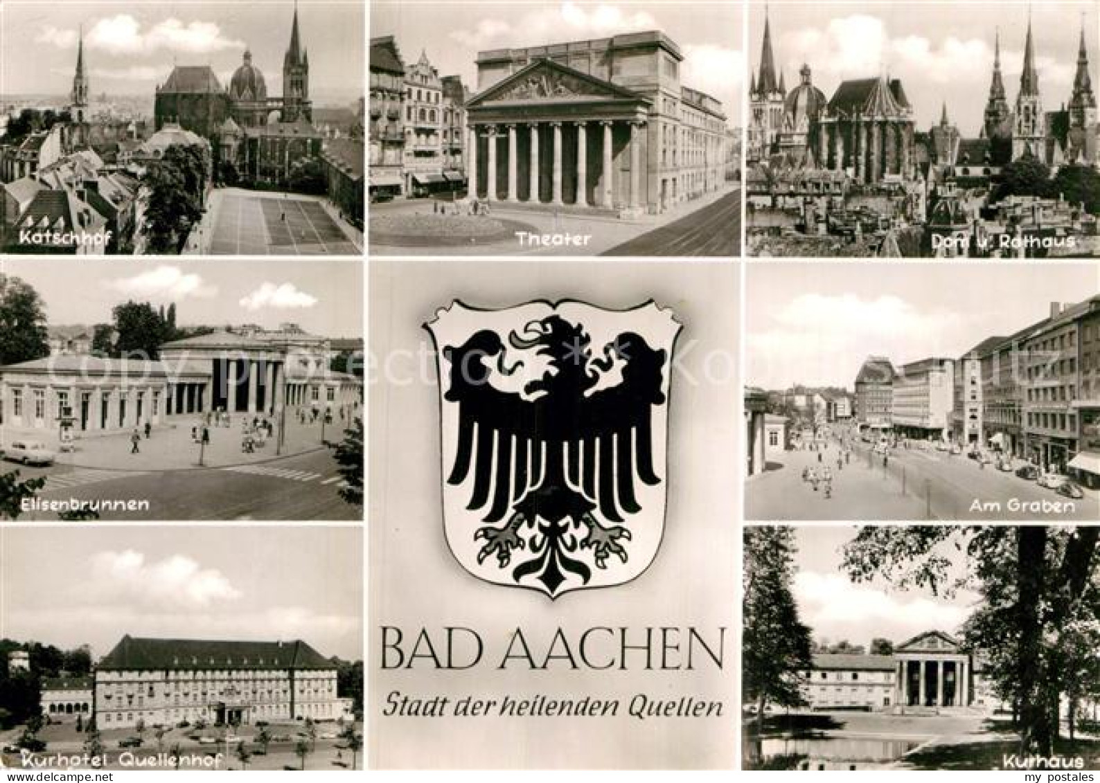 72951608 Bad Aachen Katschhof Elisenbrunnen Kurhotel Theater Dom Rathaus Graben  - Aken