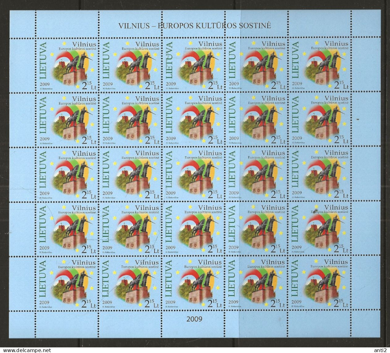 Lithuania Lietuva Litauen 2009  Vilnius - European Capital Of Culture 2009.. Mi 1005 In Sheet With 25 Stamps MNH(**) - Litouwen