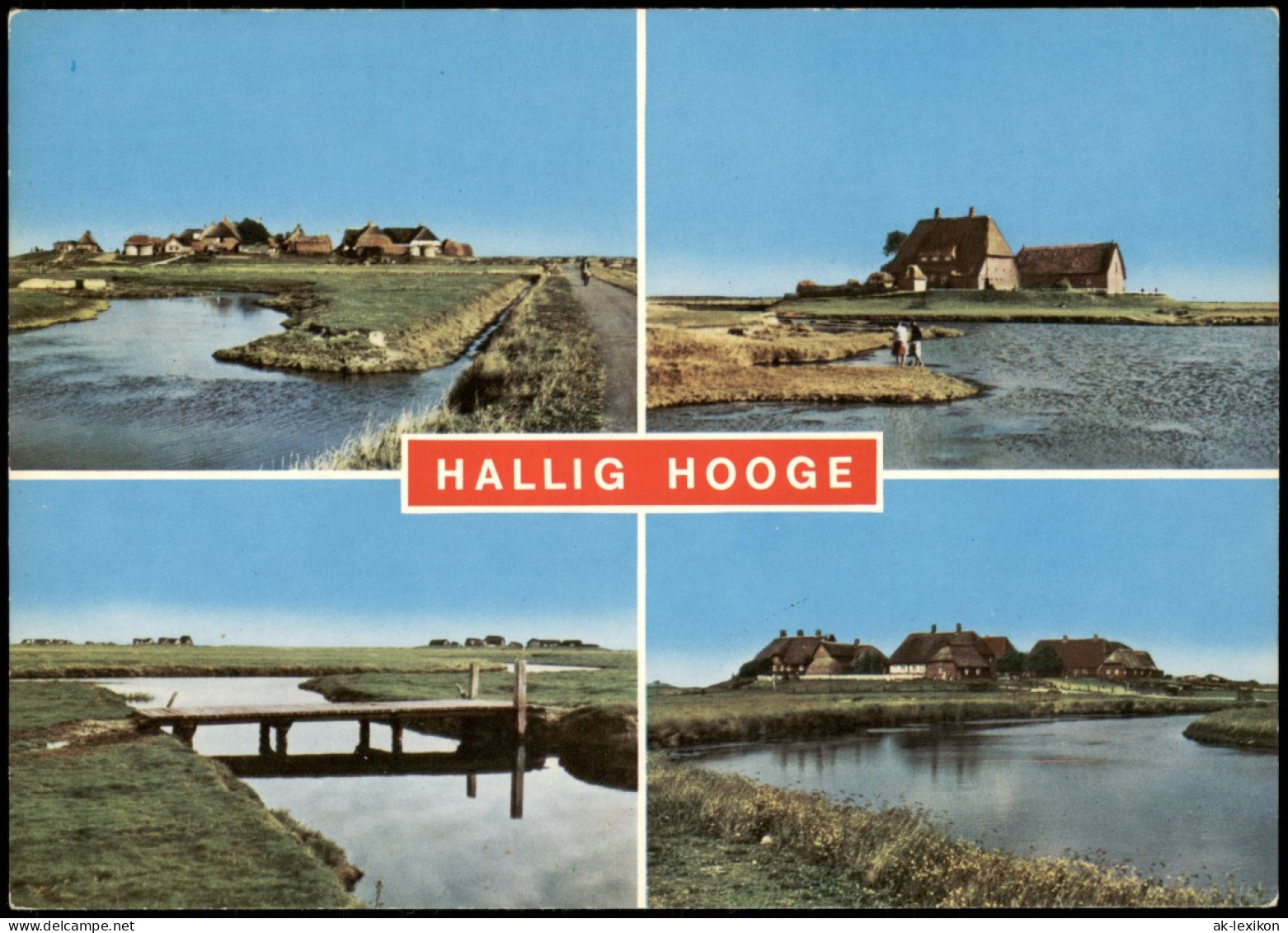 Ansichtskarte Hallig Hooge 4 Bild Brücke, Häuser 1981 - Autres & Non Classés