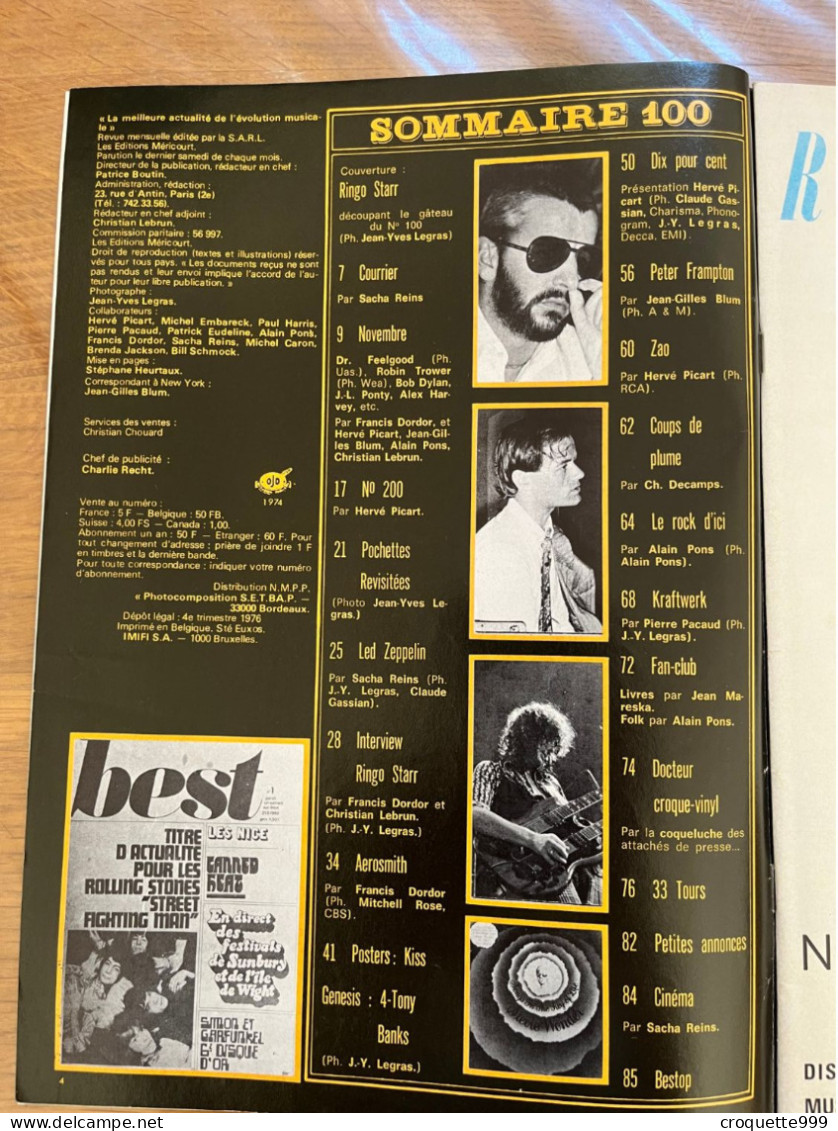1976 BEST 100 Ringo Starr Aerosmith Peter Frampton Zao POSTER Genesis Kiss - Musica