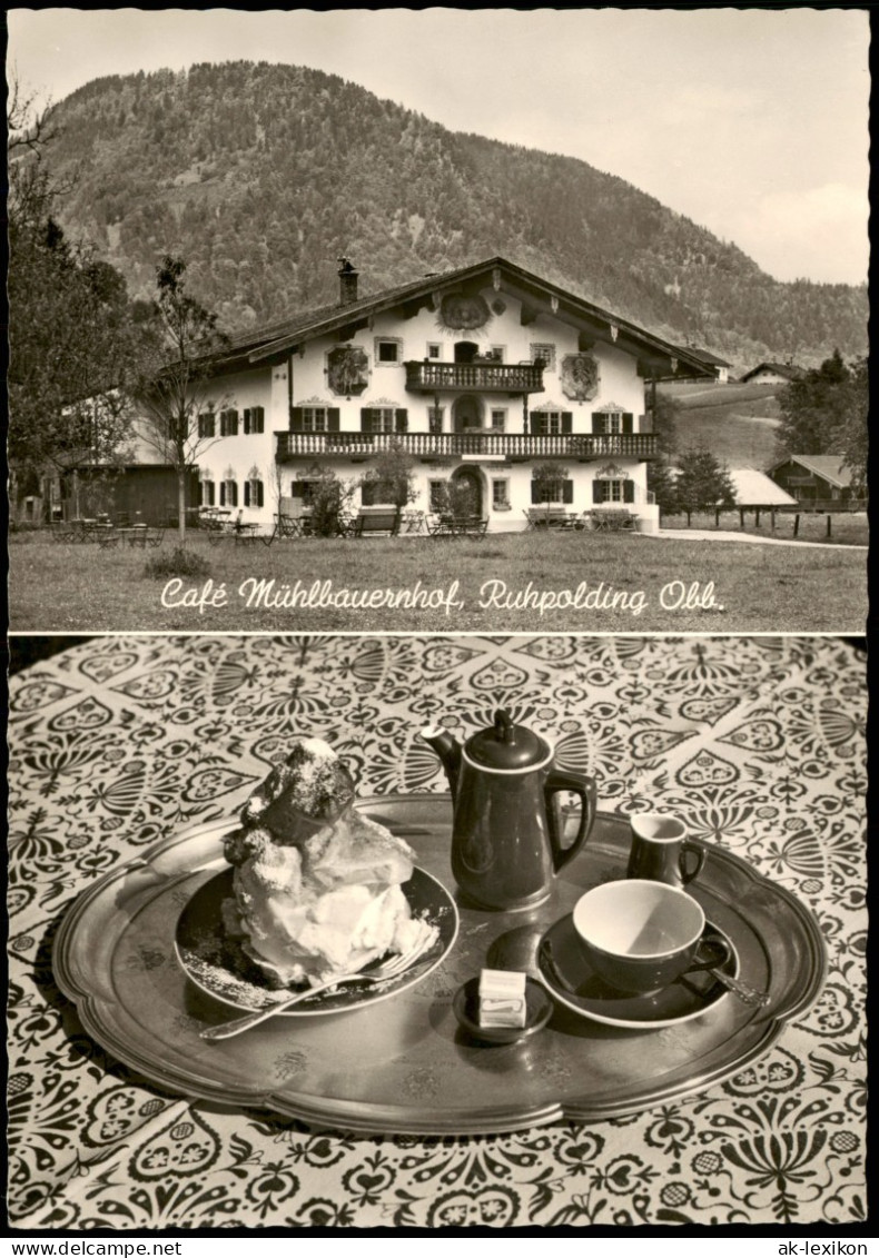 Ansichtskarte Ruhpolding Cafe Mühlbauernhof 2 Bild Windbeutel 1964 - Ruhpolding