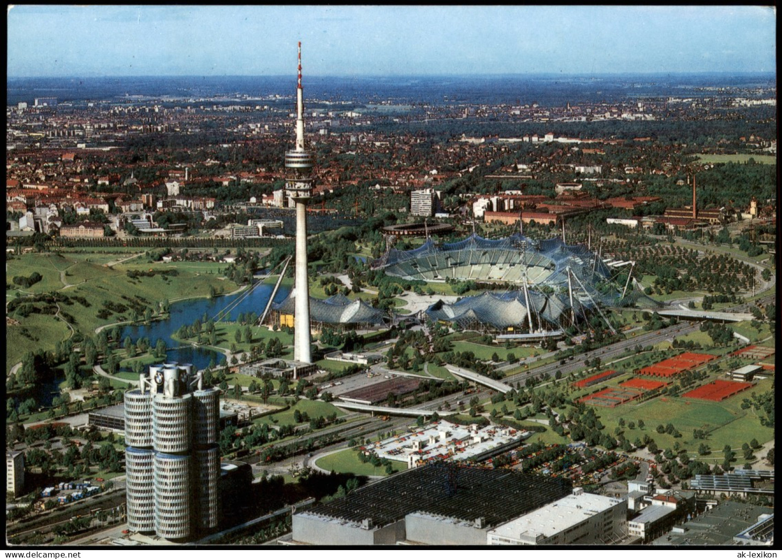 München Luftbild  MitOlypiaturm (290 M) BMW-Hochhaus 1988  Sonderstempel - Muenchen