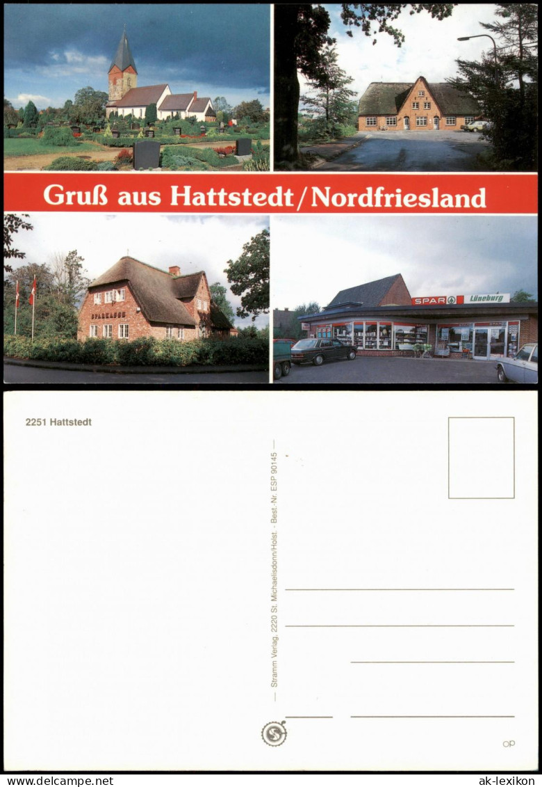 Ansichtskarte Hattstedt Hatsteed Kirche, Haus - Spar-Markt, Lüneburg 1981 - Altri & Non Classificati