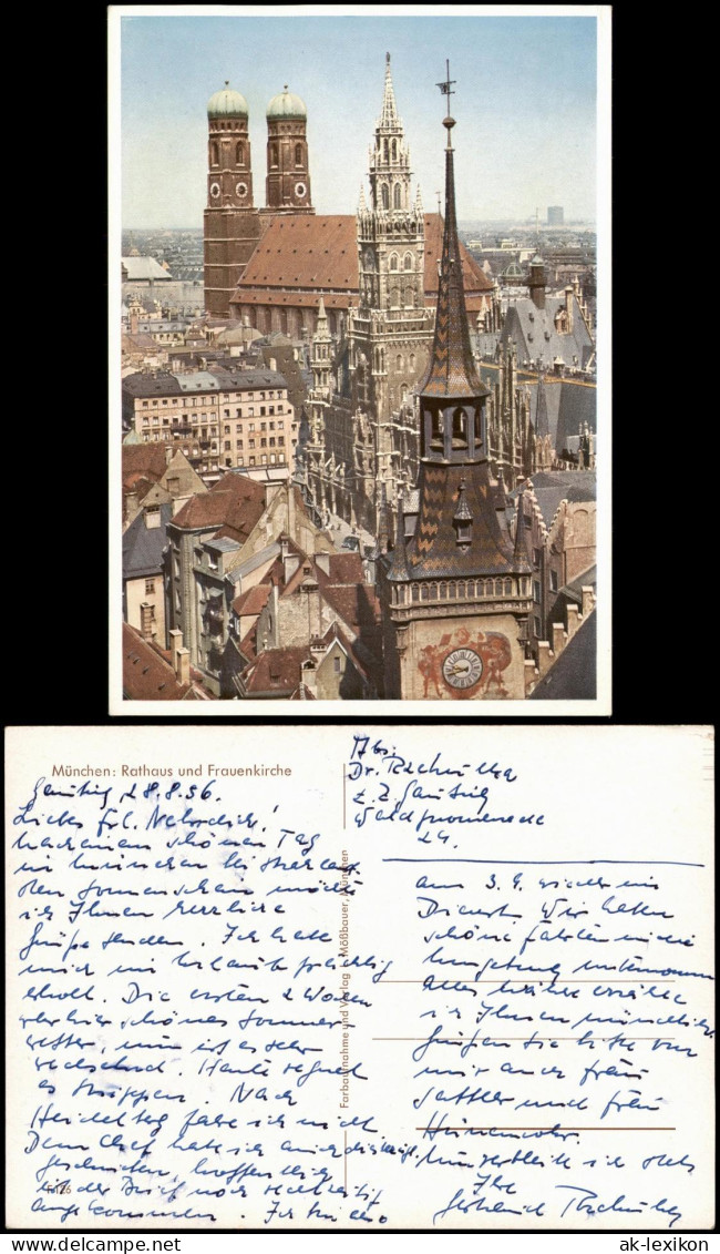 Ansichtskarte München Stadt Panorama Mit Rathaus Und Frauenkirche 1956 - Muenchen