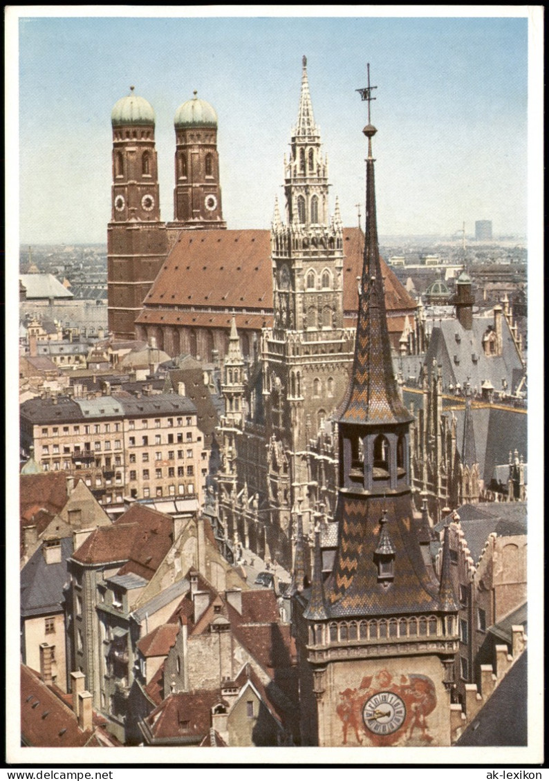 Ansichtskarte München Stadt Panorama Mit Rathaus Und Frauenkirche 1956 - Muenchen