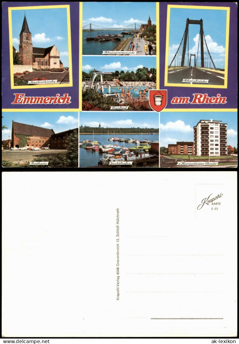 Emmerich (Rhein) Mehrbild-AK Stadtteilansichten, Rathaus, Yachthafen Uvm. 1980 - Emmerich