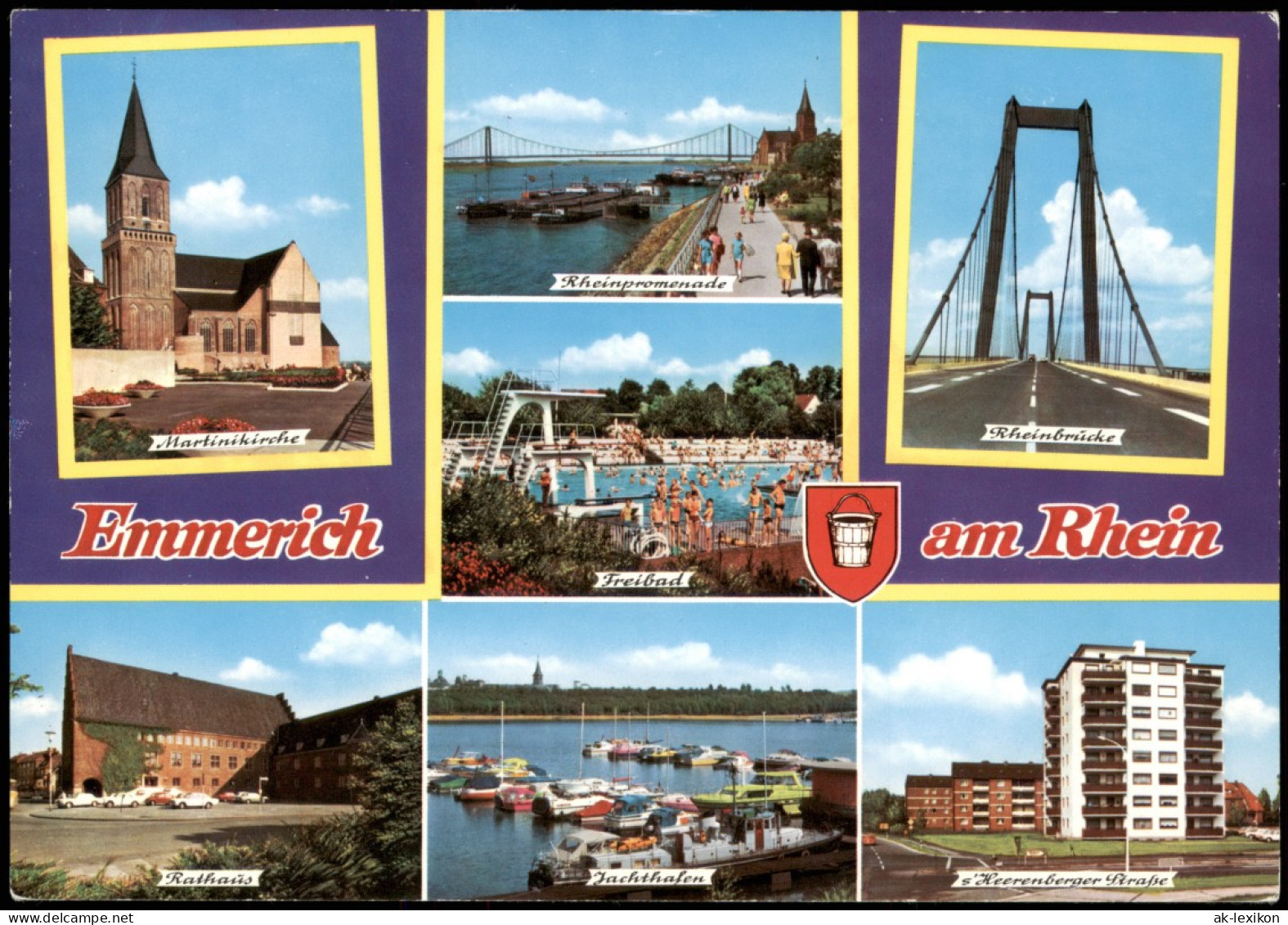 Emmerich (Rhein) Mehrbild-AK Stadtteilansichten, Rathaus, Yachthafen Uvm. 1980 - Emmerich