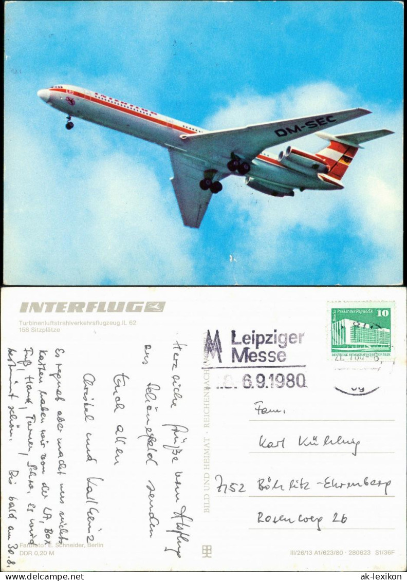 Turbinenluftstrahlverkehrsflugzeug IL 62 Flugwesen - Flugzeuge INTERFLUG 1980 - 1946-....: Era Moderna