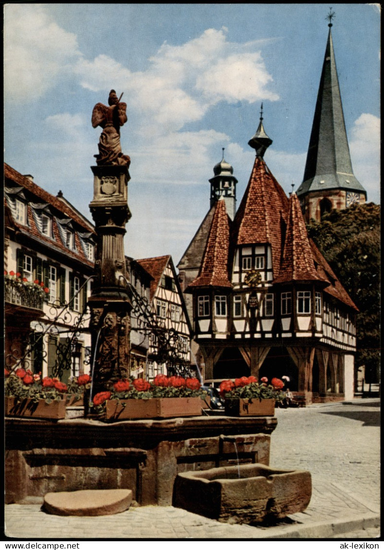 Ansichtskarte Michelstadt Marktplatz Partie Am Brunnen, Fachwerkhäuser 1960 - Michelstadt