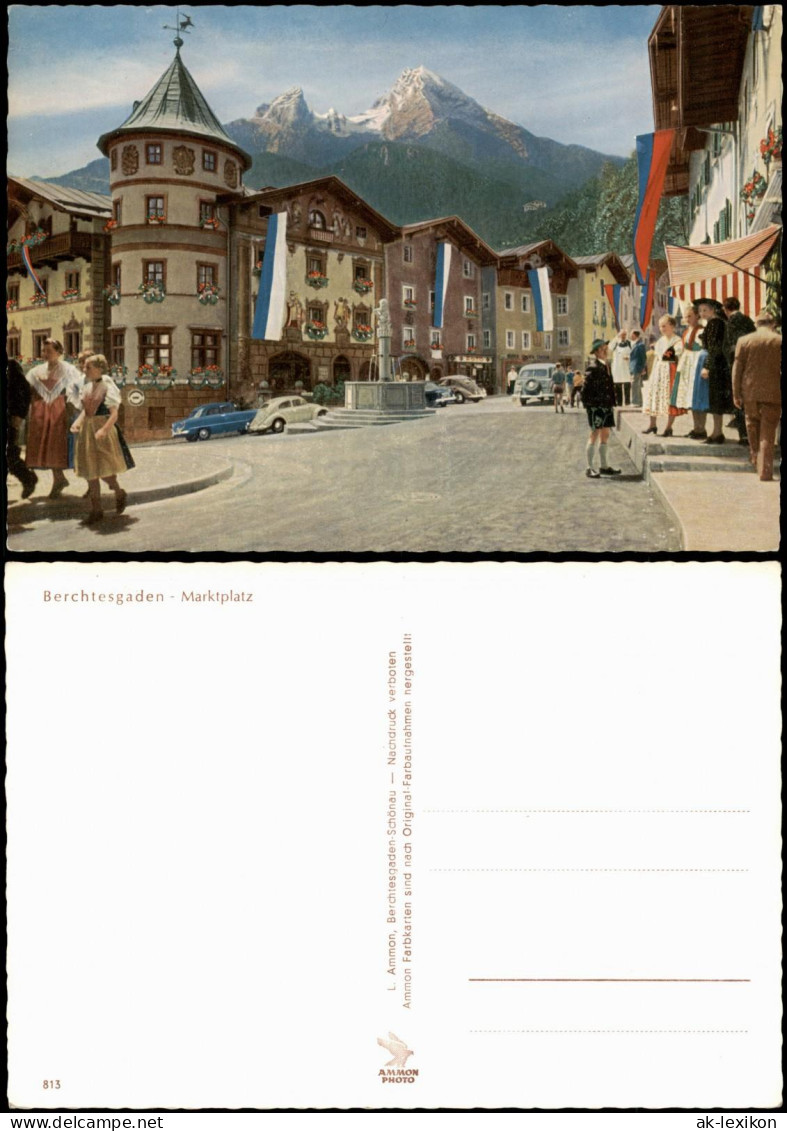 Berchtesgaden Marktplatz, Leute Mit Trachtenkleidung, Autos 1960 - Berchtesgaden