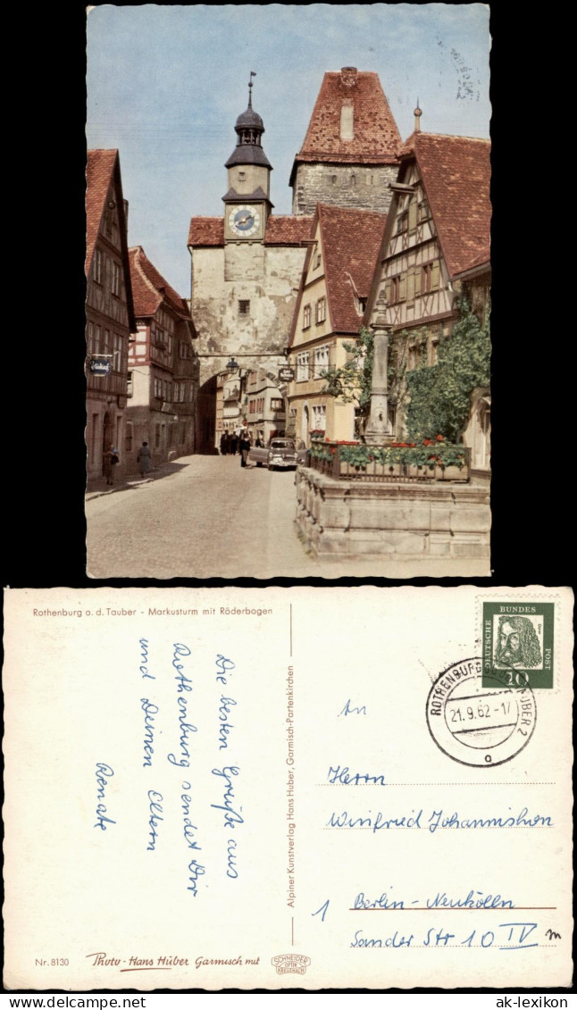 Ansichtskarte Rothenburg Ob Der Tauber Markusturm Mit Röderbogen 1962 - Rothenburg O. D. Tauber