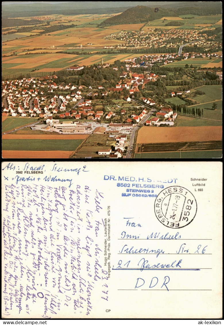 Ansichtskarte Felsberg (Hessen) Luftbild 1977  Gel. Unfrankiert Mit Stempel - Andere & Zonder Classificatie