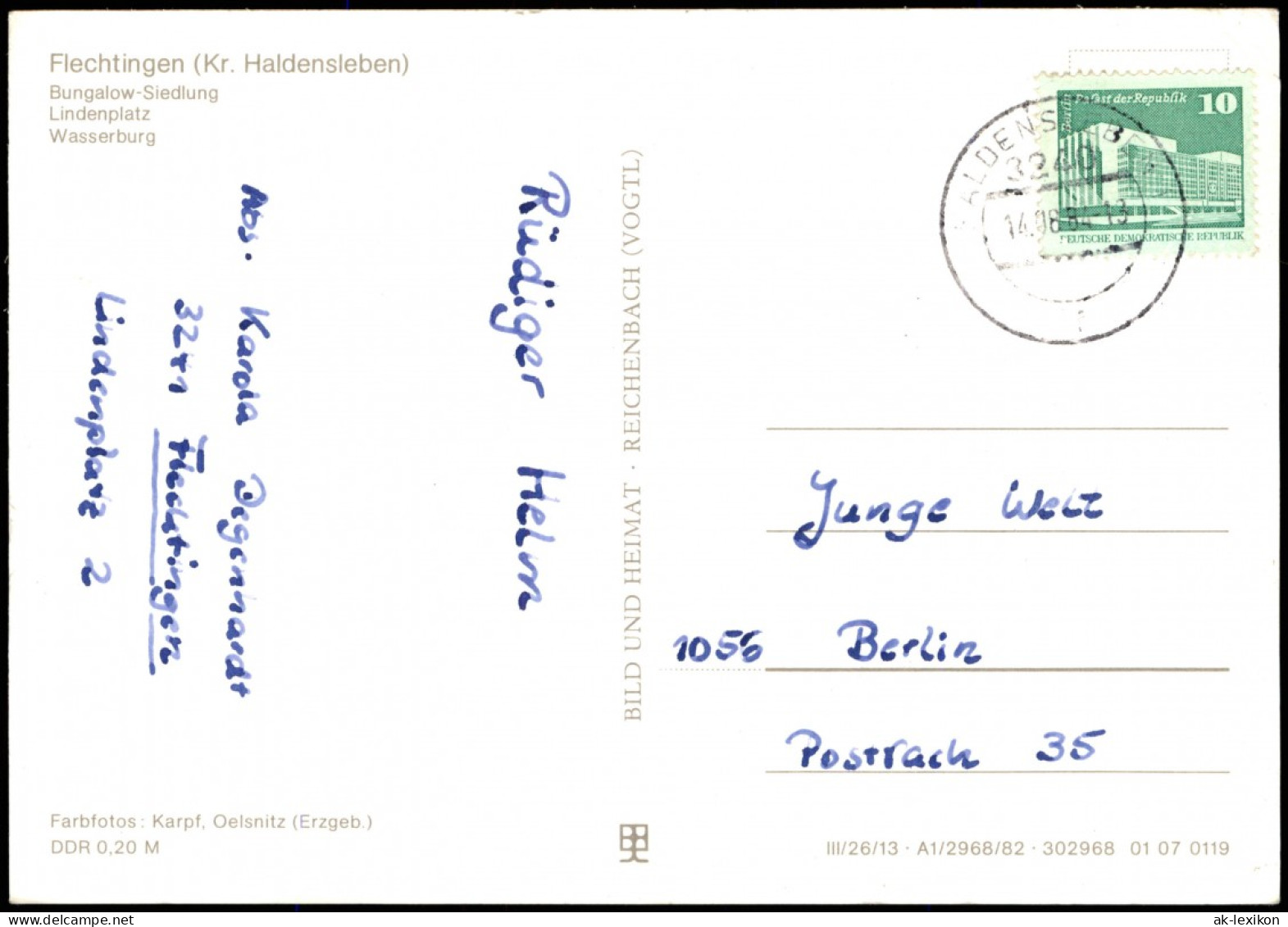 Flechtingen-Börde-Hakel Bungalow-Siedlung, Lindenplatz, Wasserburg 1982 - Autres & Non Classés