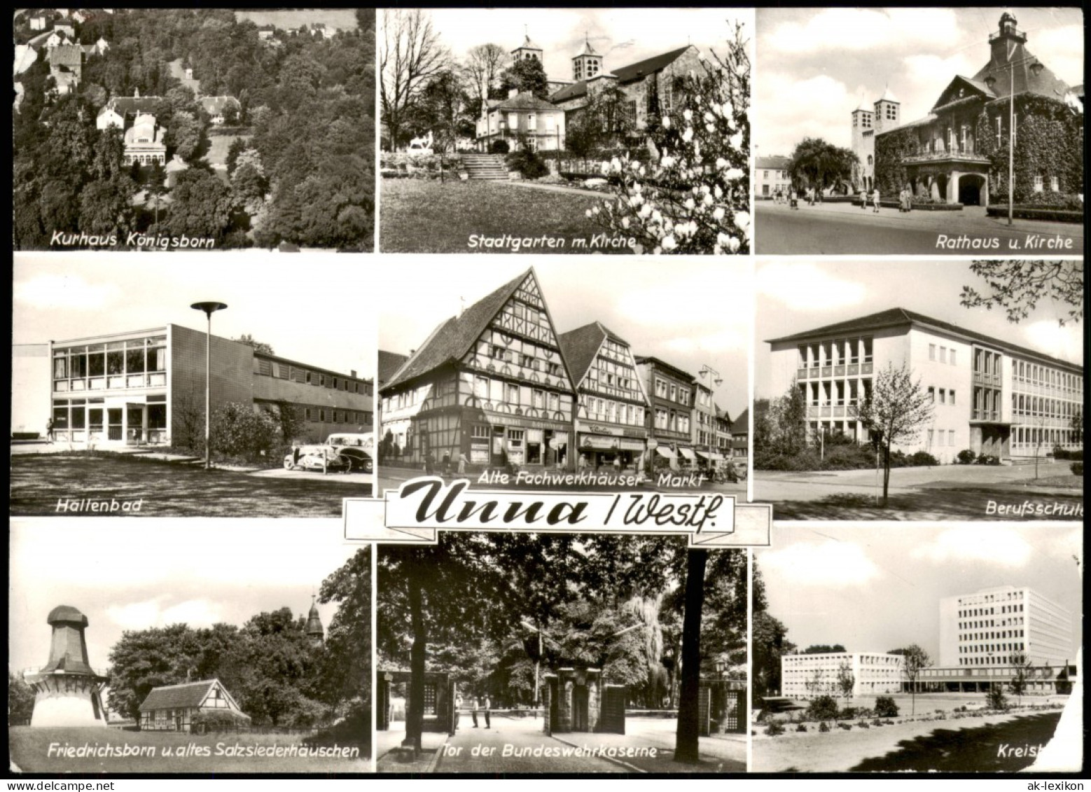 Unna Mehrbild-AK Mit Hallenbad, Berufsschule, Bundeswehrkaserne Uvm. 1972/1971 - Unna