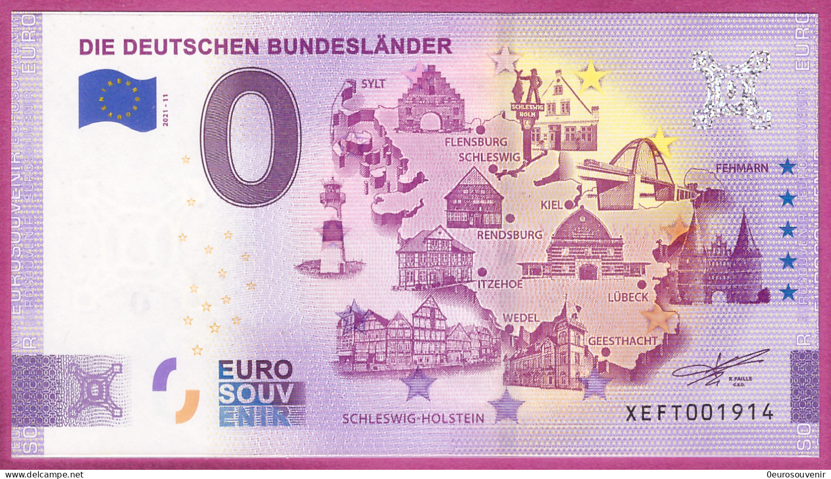 0-Euro XEFT 2021-11 DIE DEUTSCHEN BUNDESLÄNDER - SCHLESWIG-HOLSTEIN - Private Proofs / Unofficial