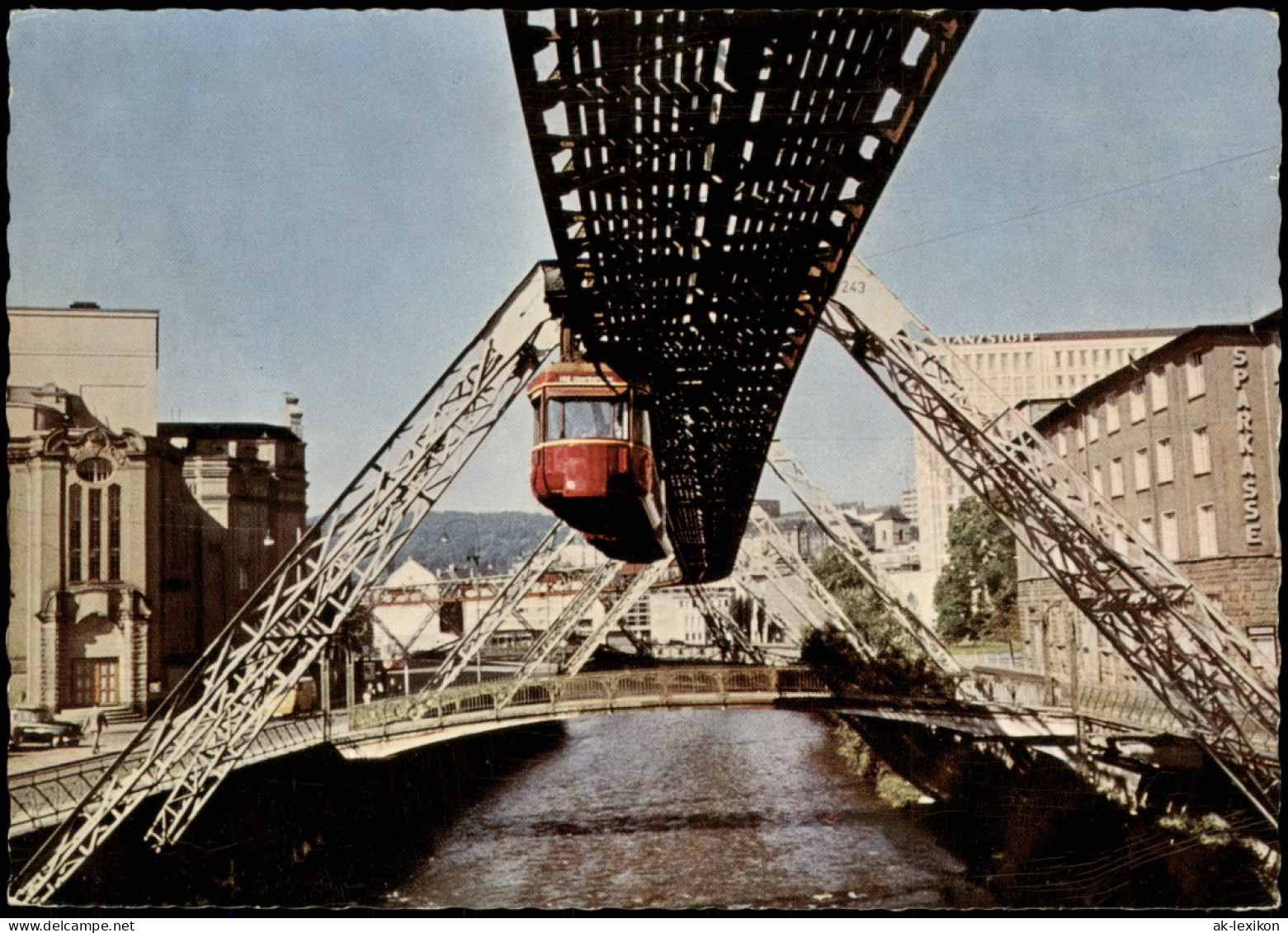 Ansichtskarte Barmen-Wuppertal Schwebebahn Mit Thalia Und Sparkasse 1961 - Wuppertal