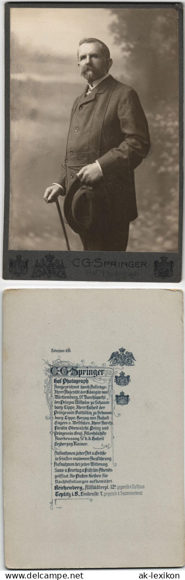 Atelier-Foto Springer (Reichenberg & Teplitz) Eines Mannes 1900 Privatfoto CdV - Bekende Personen