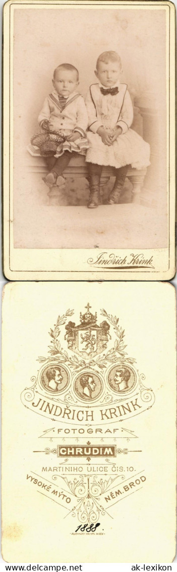 Kinder Foto Fotokunst Atelier-Photo Fotograf Krink (Chrudim) 1888 Privatfoto CdV - Abbildungen