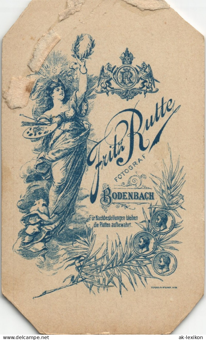 Porträtfoto Mann; Fotokunst Atelier Rutte Aus BODENBACH 1900 Privatfoto CdV - Bekende Personen