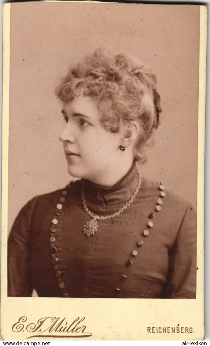 Reichenberg Liberec Frau Kabinettfoto CdV Atelier Müller 1900 CdV - República Checa