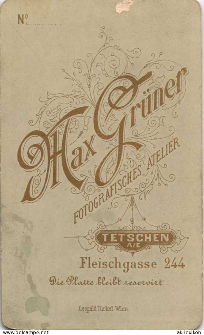 Foto MANN Fotokunst Atelier-Photo Max Grüner Aus TETSCHEN A.d. Elbe 1900  CdV - Personen