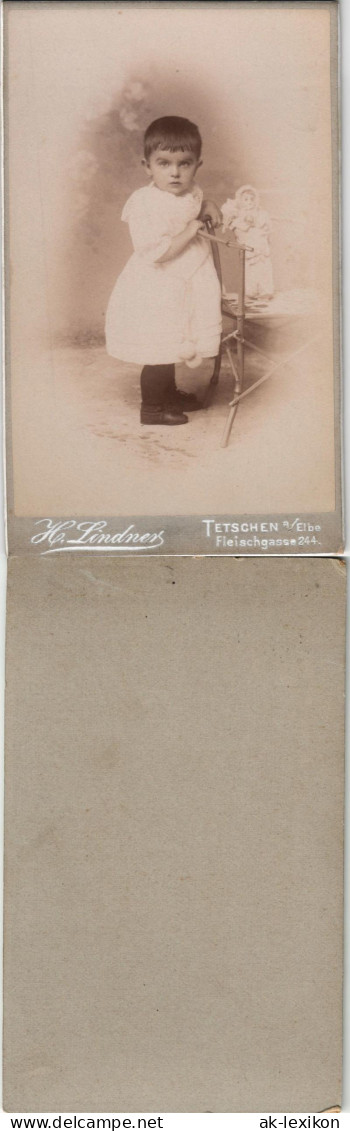 Kinder Kabinettfoto F Atelier-Photo Lindner TETSCHEN  Elbe 1900 Privatfoto CdV - Retratos