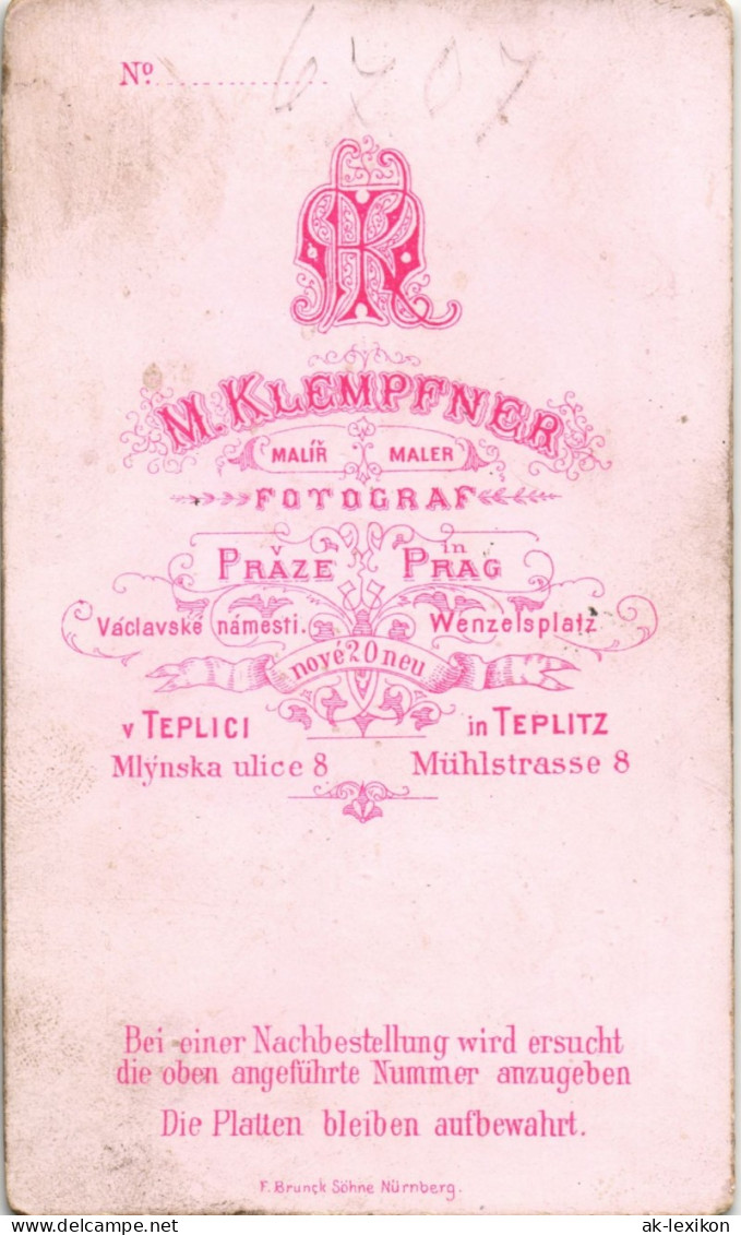 Kabinettfoto  Mann Fotokunst Atelier-Photo Klempfner TEPLITZ Teplici 1900   CdV - Personen