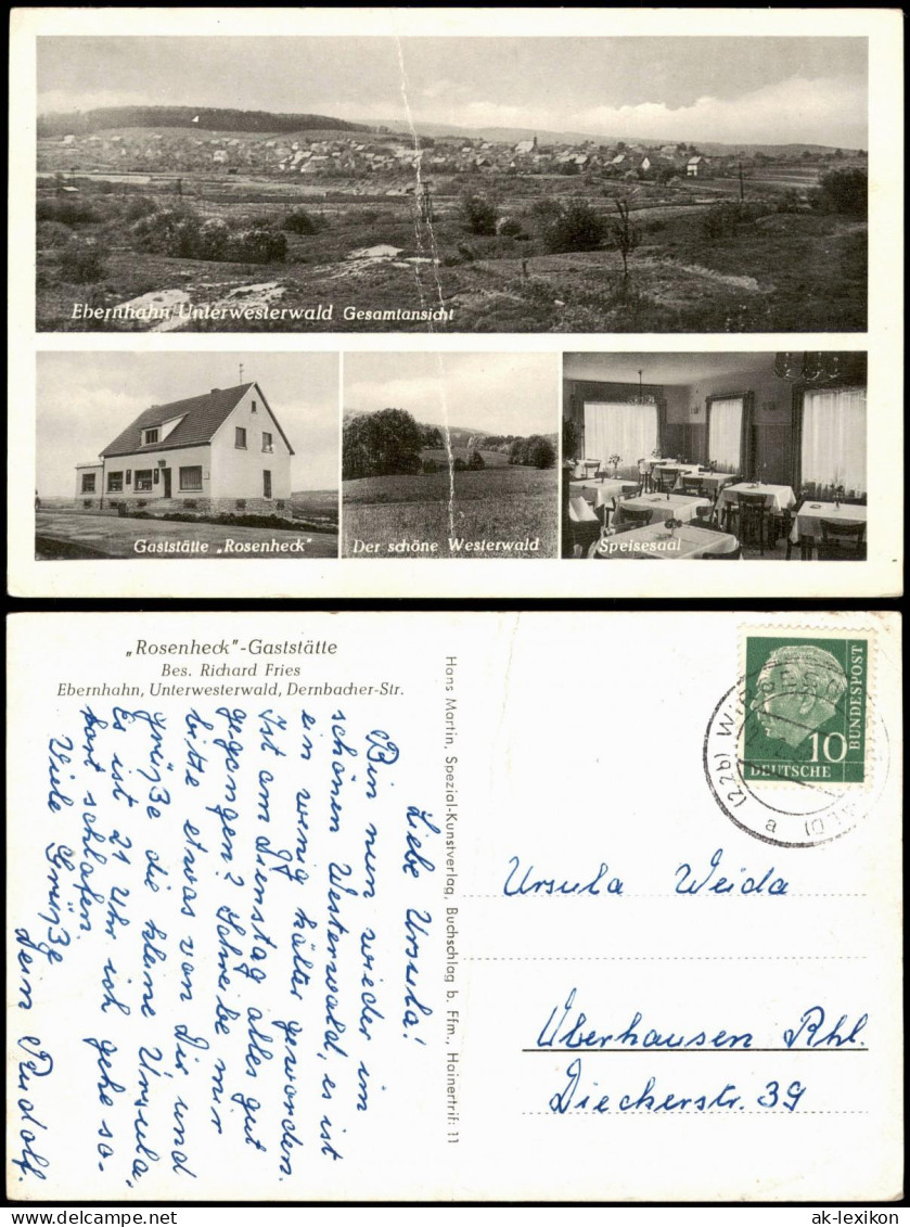 Ansichtskarte Ebernhahn-Wirges Stadt, Gaststätte Rosenheck 1956 - Other & Unclassified