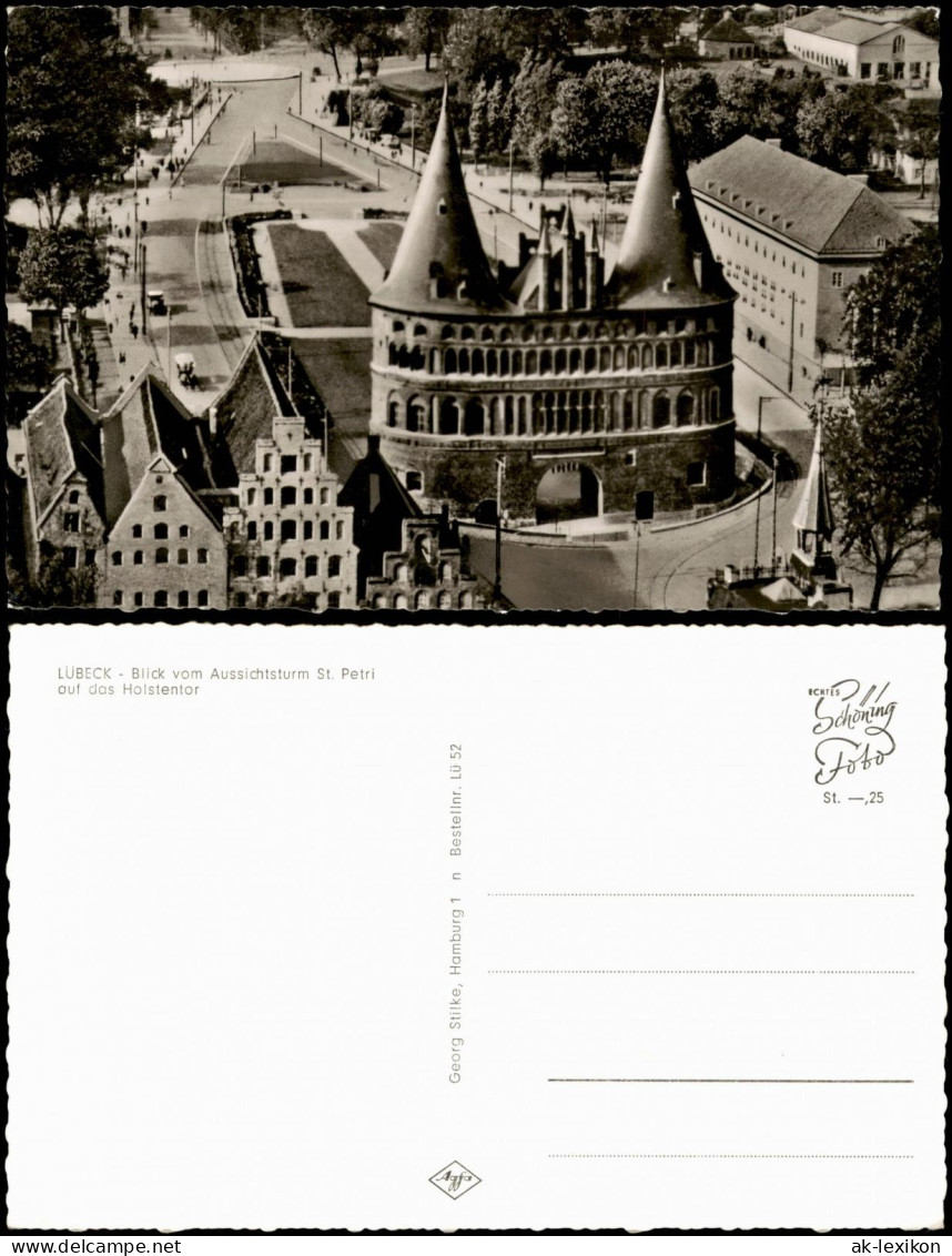 Ansichtskarte Lübeck Holstentor Aus Der Vogelschau Des St. Petri Turms 1955 - Autres & Non Classés