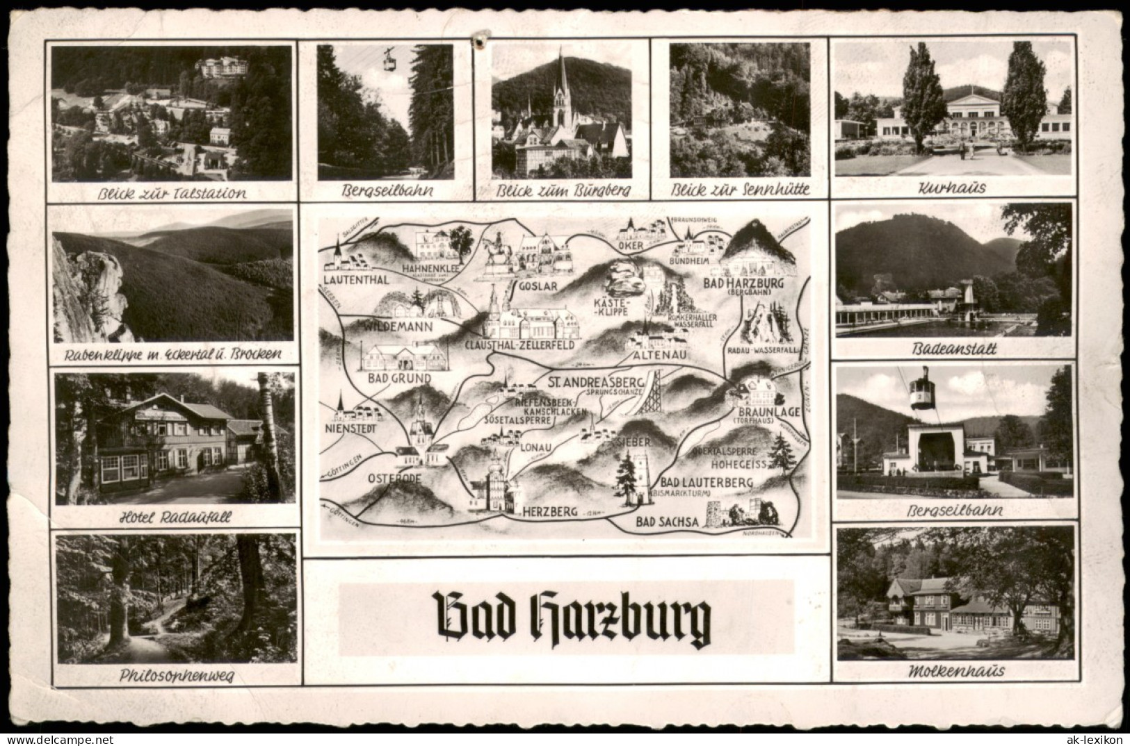 Ansichtskarte Bad Harzburg Mehrbild AK Mit Landkarte 1957 - Bad Harzburg