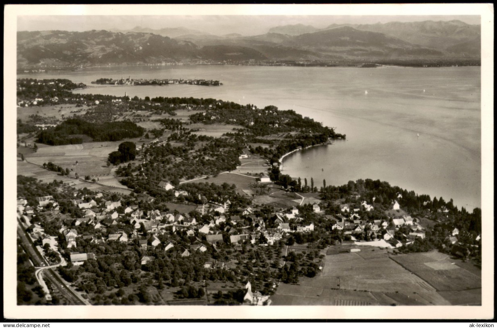 Ansichtskarte Wasserburg Am Bodensee Luftbild Bodenseee Vom Flugzeug Aus 1955 - Wasserburg A. Bodensee