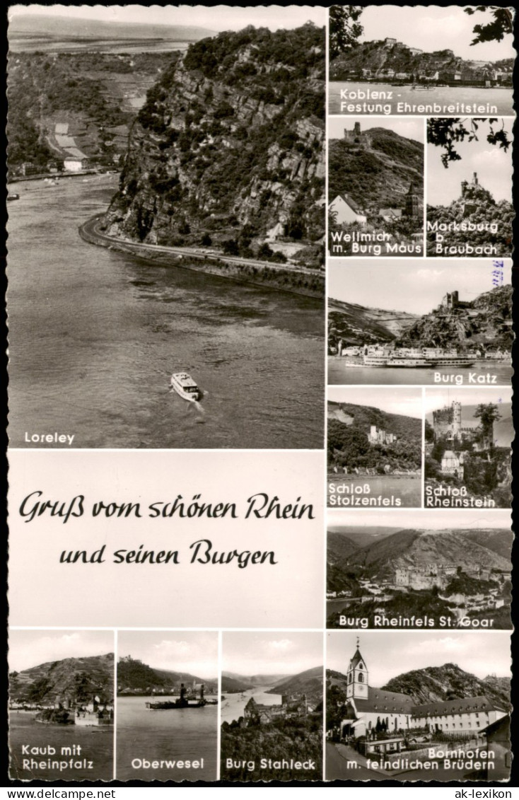 Ansichtskarte  Mehrbild-AK Gruß Vom Schönen Rhein Und Seinen Burgen 1957 - Unclassified