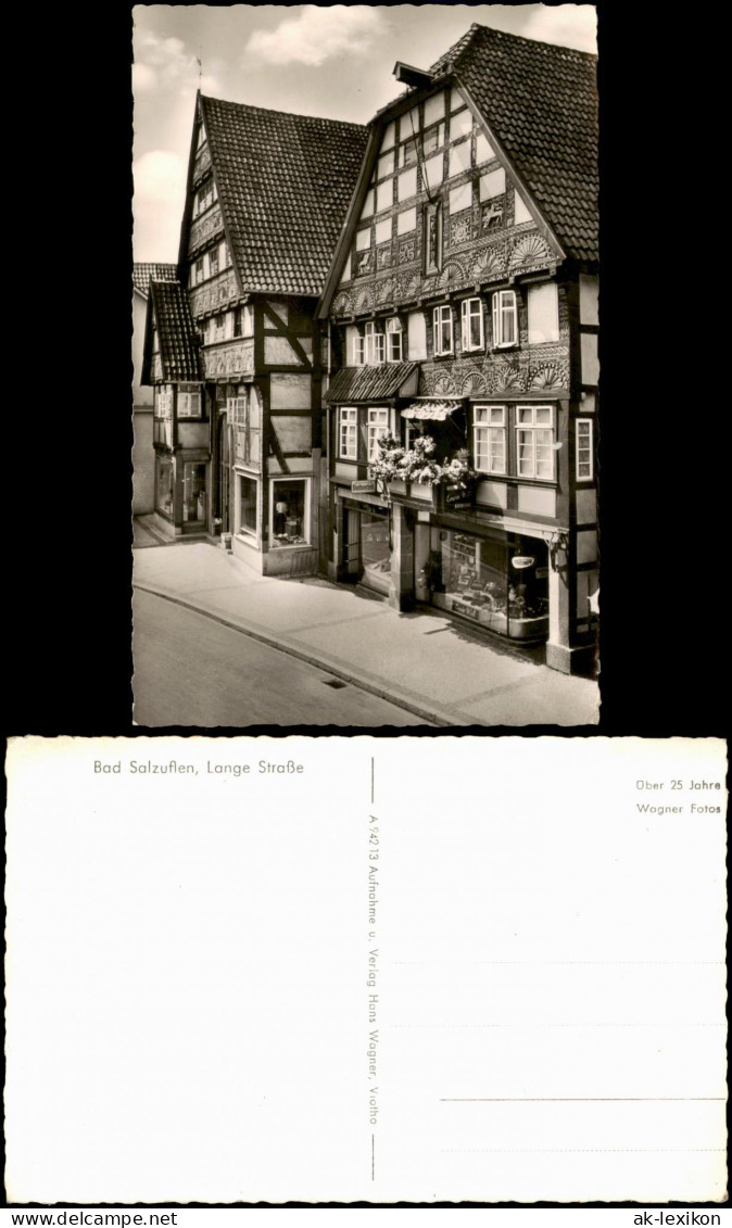 Bad Salzuflen Lange Straße Blick Auf Geschäfte In Fachwerkhäusern 1960 - Bad Salzuflen