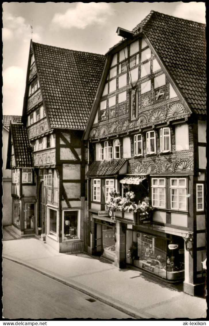 Bad Salzuflen Lange Straße Blick Auf Geschäfte In Fachwerkhäusern 1960 - Bad Salzuflen