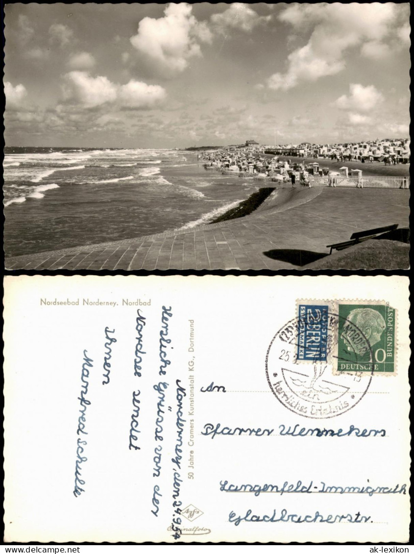 Ansichtskarte Norderney Strand, Bebauung# 1954 - Norderney