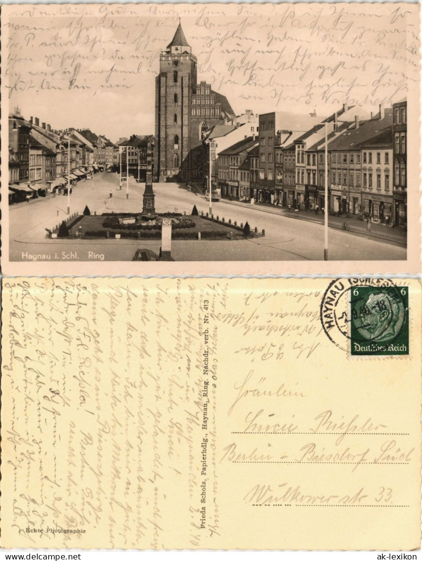 Postcard Haynau Chojnów Ring, Geschäfte 1940 - Schlesien