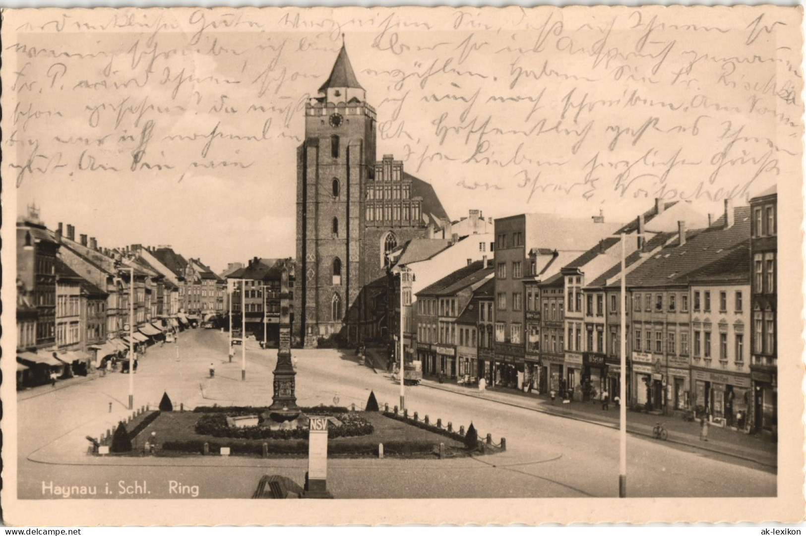 Postcard Haynau Chojnów Ring, Geschäfte 1940 - Schlesien