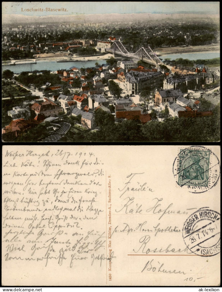 Ansichtskarte Loschwitz-Dresden Platz - Blick Auf Blasewitz 1914 - Dresden