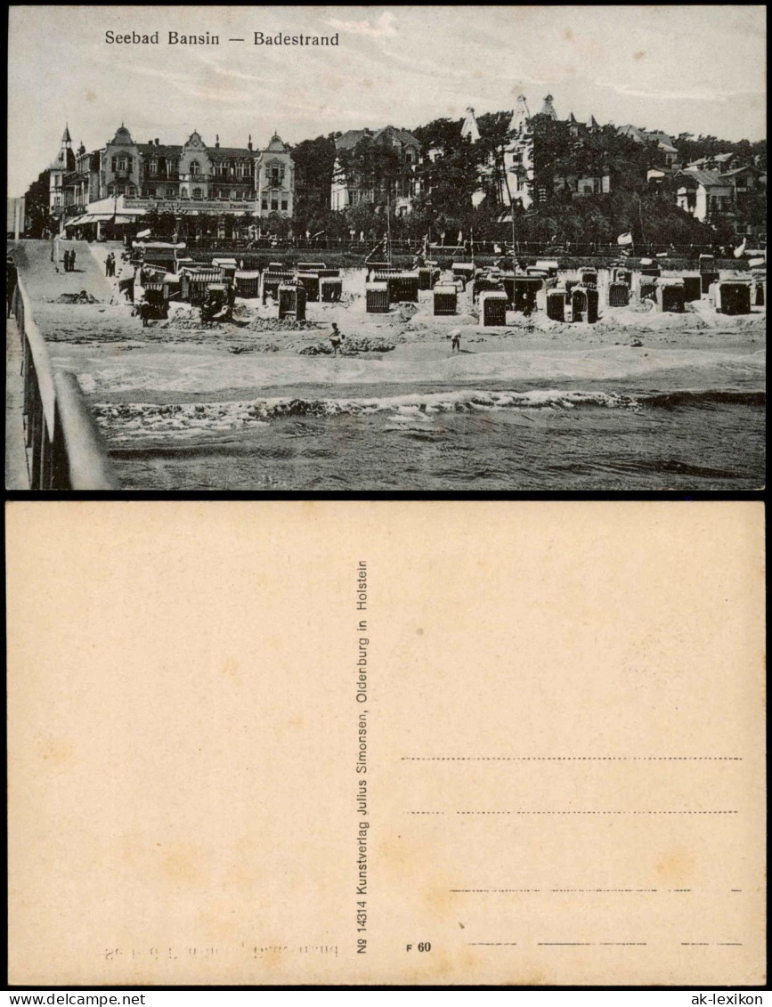 Bansin-Heringsdorf Usedom Strand, Straße, Villen Und Hotels 1914 - Sonstige & Ohne Zuordnung